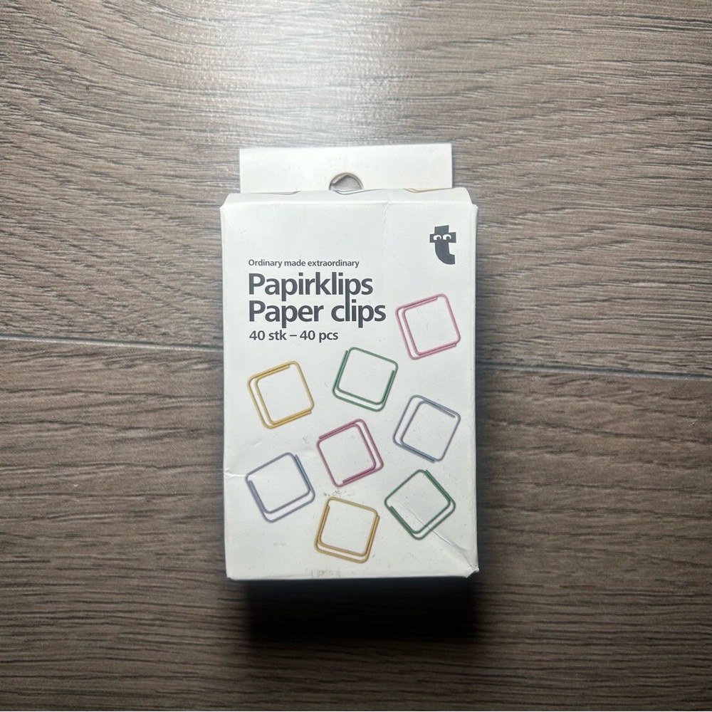 4/$20 NWT Flying Tiger Copenhagen Square Multi Coloured Paper Clips 40 pcs